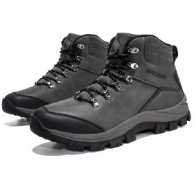 Outdoor Waterproof Non-slip Hiking Shoes For High-top Hiking (Option: Grey-42)