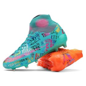 Soccer Shoes Fashion Breathable Broken Nail Soccer Shoes Men's Large Size (Option: Moonlight Orange Spike-44)